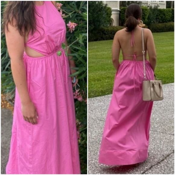 Staud Apfel Pink Halter Open Back Maxi Dress‎ - Tie Back Halter Dress Size XS - Picture 11 of 16